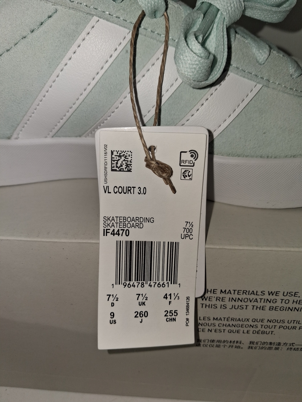 adidas Women's Mint Green Suede Sneakers with White Stripes - Picture 9 of 11